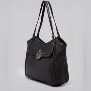Tory Burch X LG Black Leather Tote. NOT MANY W/DESIGN & LG TB EMBLEM. Never used